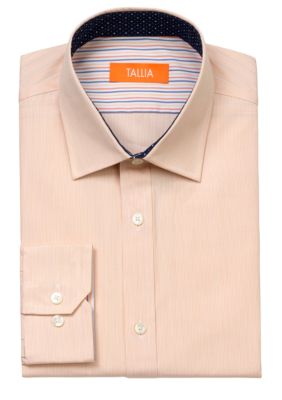 Tallia Orange Slim Fit Stripe Dress Shirt