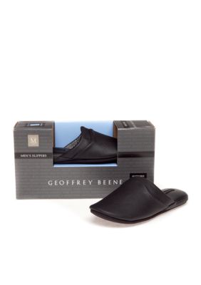 Geoffrey Beene Leather Memory Foam Slippers