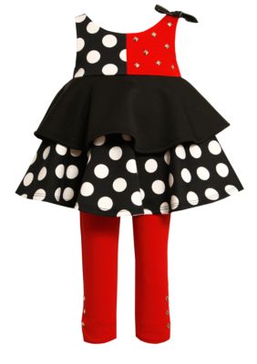 Bonnie Jean Dot Tiered Tunic & Legging Set