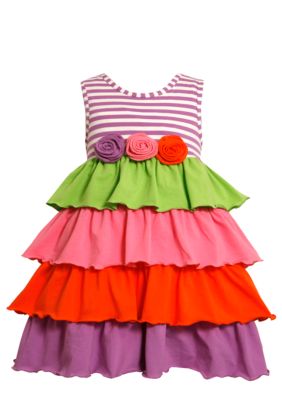 Bonnie Jean Stripe Multi Tier Dress Toddler Girls