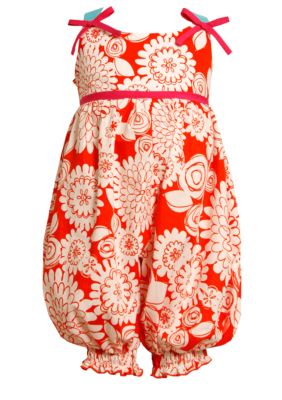 Bonnie Jean Orange Print Romper Toddler Girls