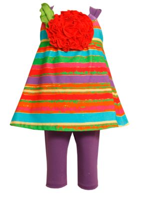 Bonnie Jean Stripe Flower Set Toddler Girls
