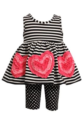Bonnie Jean Stripe Heart Set Toddler Girls