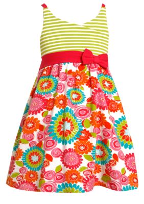 Bonnie Jean Stripe Floral Dress Toddler Girls