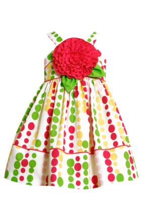 Bonnie Jean Big Flower Dot Dress Toddler Girls