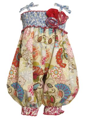 Bonnie Jean Floral Romper Toddler Girls