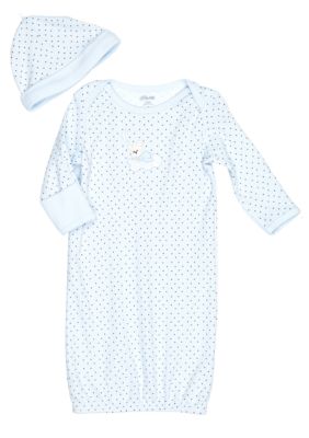 Little Me Blue Star Print Gown with Hat