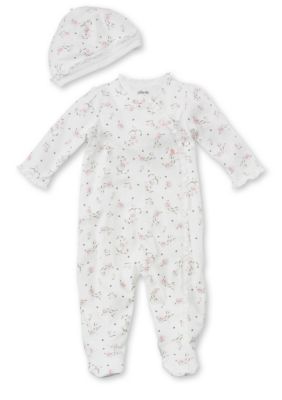 Little Me Roses Footie and Hat - Newborn