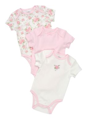 Little Me Cabbage Rose 3 Pack of Bodysuits
