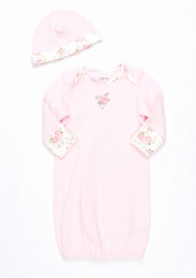 Little Me Newborn Cabbage Rose Gown with Hat