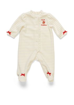 Little Me Christmas Present Velour Stretchie - Newborn