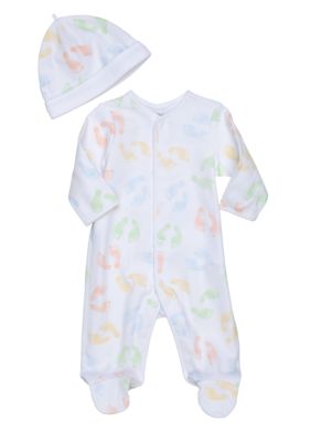 Little Me Footprint Footie with Matching Hat
