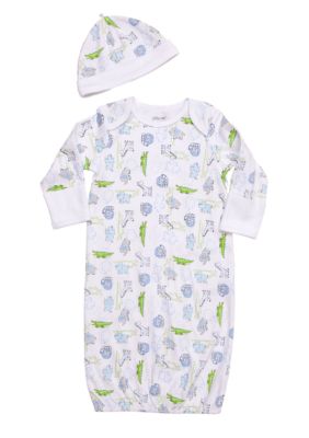 Little Me Safari Print Gown with Hat