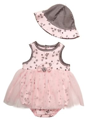 Little Me Butterfly Print Tutu Bodysuit  With Hat