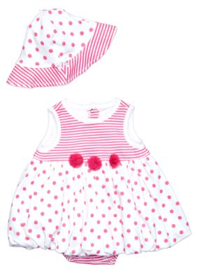 Little Me Dot Stripe Popover with Matching Hat
