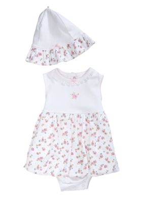 Little Me Dainty Blossoms Dress & Hat Set