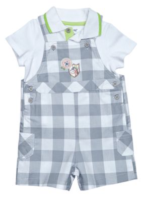 Little Me On Safari Check Shortall Set