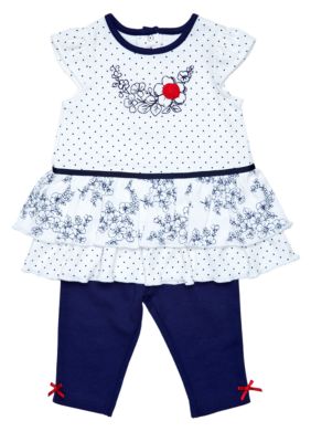 Little Me Newborn Girls Nautical Rose Dress With Legging