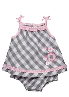 Little Me Checkered Floral 2 Piece Set