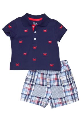 Little Me Embroidered Crab Short Set