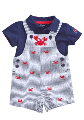 Little Me Seersucker Crab Shortall