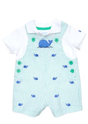 Little Me Embroidered  Whale Shortall Set