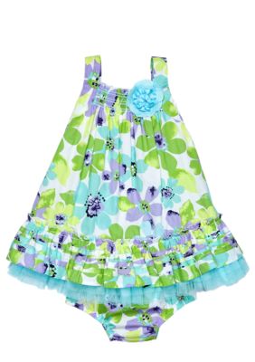 Little Me Tropical Floral Print Dress Set