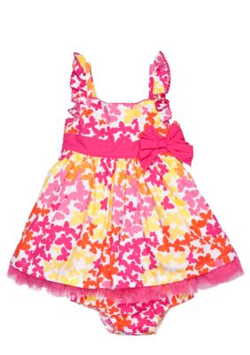 Little Me Butterfly Print Dress Set