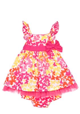 Little Me Butterfly Print Dress Set