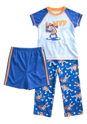 Little Me Sport Monkey Applique 3-piece Pajama Set Toddler Boy