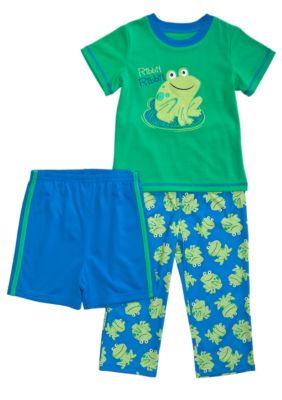 Little Me Frog Applique 3-piece Pajama Set Toddler Boy