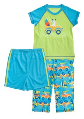 Little Me Surf Dog Applique 3-piece Pajama Set Toddler Boy