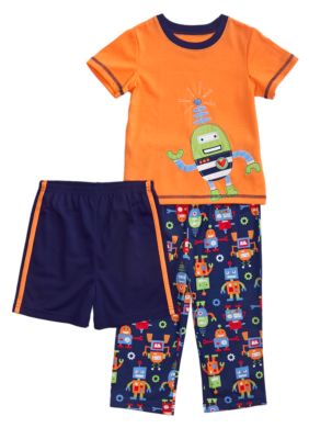 Little Me Robot Applique 3-piece Pajama Set Toddler Boy