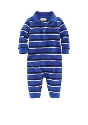 Ralph Lauren Childrenswear Stripe Mesh Polo Coverall - Newborn