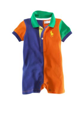 Ralph Lauren Childrenswear Color Blocked Polo Sports Shortall - Newborn