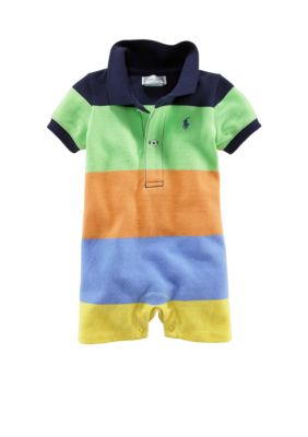 Ralph Lauren Childrenswear Stripe Polo Shortall - Newborn