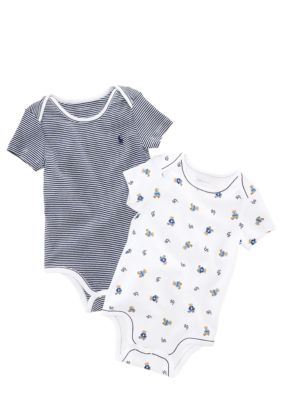 Ralph Lauren Childrenswear Bear Printed Bodysuit Pack of 2