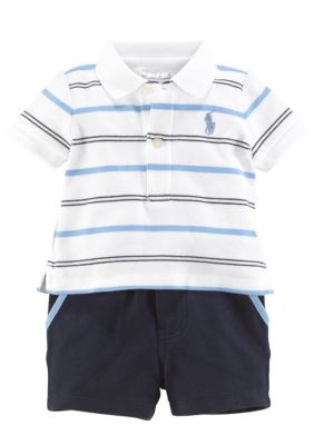 Ralph Lauren Childrenswear 2-Piece Striped Polo Short Set