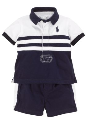 Ralph Lauren Childrenswear 2-Piece Color Blocked Rugby Short Set