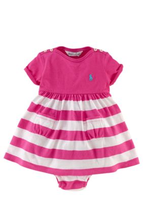 Ralph Lauren Childrenswear Pink Jersey Striped Dress