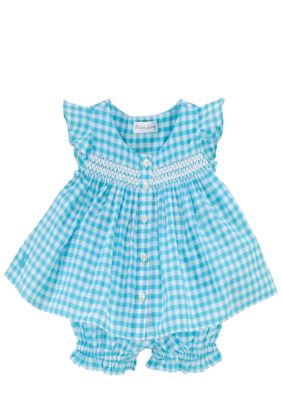 Ralph Lauren Childrenswear Gingham Top and Bloomer Set