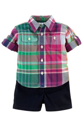 Ralph Lauren Childrenswear Plaid Button Down and Classic Short Set