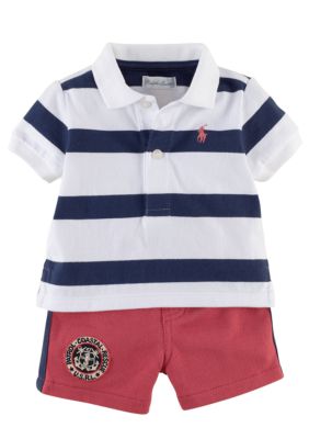 Ralph Lauren Childrenswear Rugby Stripe Polo and Short Set