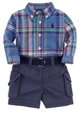 Ralph Lauren Childrenswear Plaid Oxford and Cargo Short Set