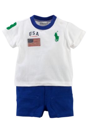 Ralph Lauren Childrenswear USA Patch Tee and Short Set