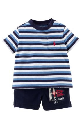 Ralph Lauren Childrenswear Striped Tee and Mesh Short Set
