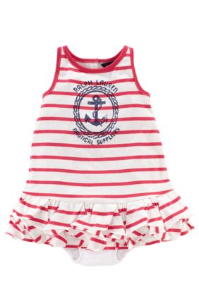 Ralph Lauren Childrenswear Distressed Anchor Stripe Dress
