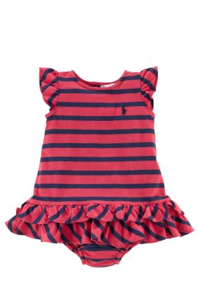 Ralph Lauren Childrenswear Flutter Sleeve Striped Dress