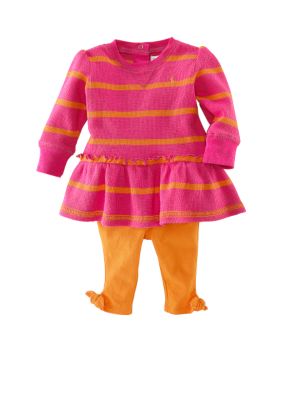 Ralph Lauren Childrenswear Georgeanna Striped Dress and Legging Set - Infant