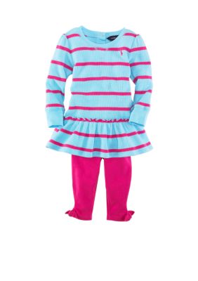 Ralph Lauren Childrenswear Georgeanna Striped Dress and Legging Set - Infant